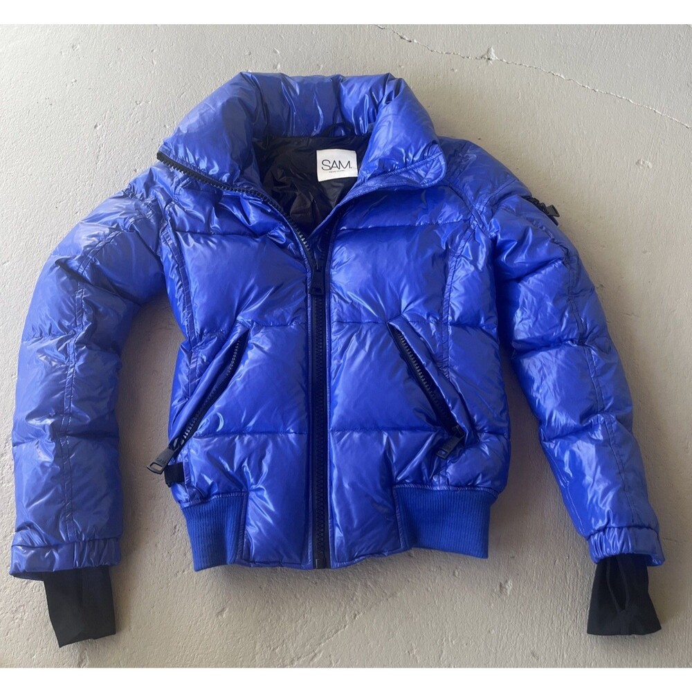 SAM New York Women's Blue Freestyle Duck Down Puffer Jacket Quilted Winter Small